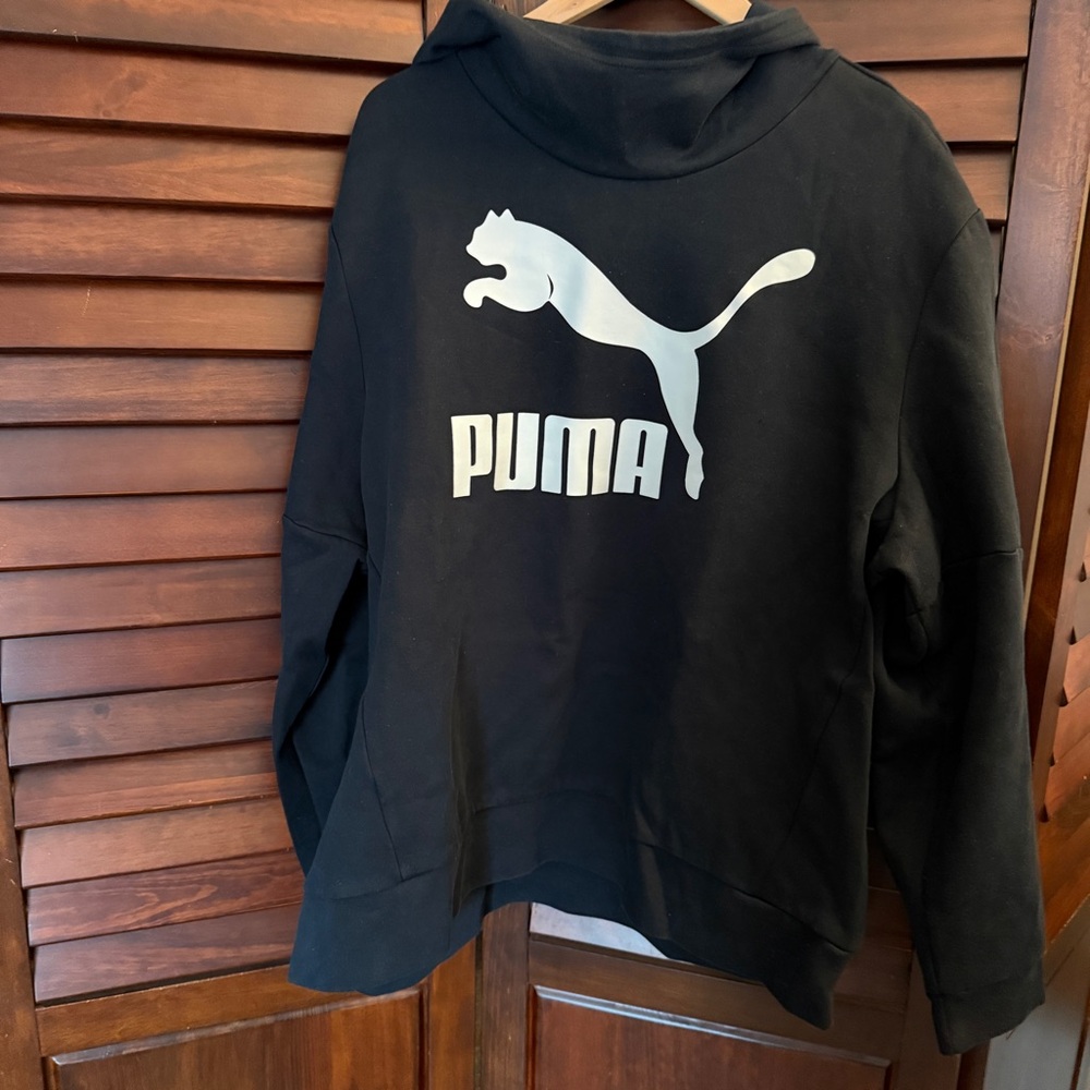 Puma Black Hoodie with White Logo XXL